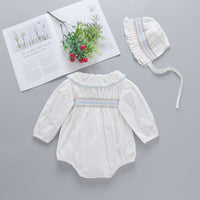 Baby Girl Lotus Leaf Collar Long-sleeved Triangle Romper Hat Two-piece Set
