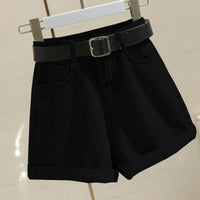 Women's Denim Shorts Summer High Waist Loose Curling