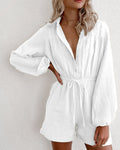 Single-breasted Cardigan Loose Jumpsuit