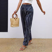 Women's Retro Fashion Casual Striped Trousers
