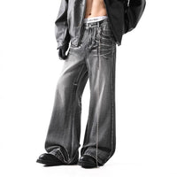Loose Micro-flared Washed Distressed Lightning Jeans