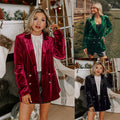 Casual Loose Double-breasted Velvet Suit Jacket