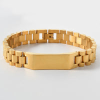 Machinelike Gold Mens Bracelet With A Curved Plate And Mesh Designstylish Hip-hop Wristband