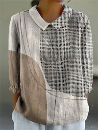 Loose Printed Crew Neck Casual Plus Size Women's Shirt