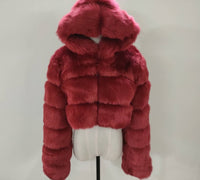 Short Hood Fox Fur Women's Long Sleeve Stitching Coat