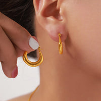 Fashionable Light-luxury U-shaped Oval Ear Clips In Titanium Steel Simple And Versatile