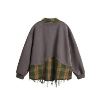 American-style Ripped Burr Fake Two Pieces Shirts Lapel Sweater
