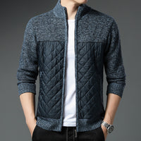 New Autumn Winter Knitted Cardigan Mens Stand-Up Collar Jacket