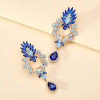 Luxury Full Rhinestone Teardrop Pendant Large Earrings Elegant Fashion Statement Jewelry Women Party Prom Wedding Accessories