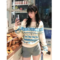 Off-shoulder Sweater Women's Vintage Knit Top