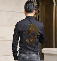 Slim-fit Solid Color Casual Stand Collar Shirt