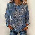 Retro Loose-fitting Pullover With A Printed Crew Neck
