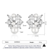 RAKOL French Square Diamond Pearl Stud Earrings