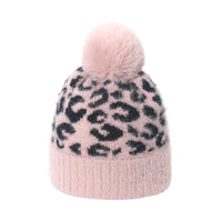 Wool Korean All-match Warm Mink Fur Sleeve Ball Leopard Print Knitted Hat