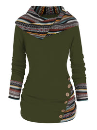 Tribal Geometric Pattern Plaid Patchwork Beanie Jacket