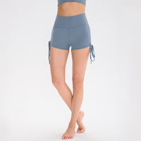 Women's Nude Yoga Shorts Tight Drawstring High Waist