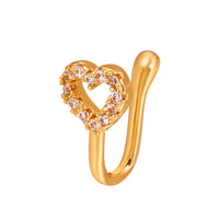 Brass Inlaid Zircon Star Heart Crown Nose Ring