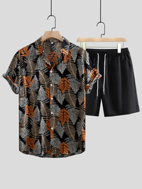 Men's Printed Casual Style Short Sleeve Shirt Outfit