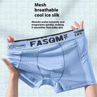 Men's Summer Thin Breathable Mesh Ice Silk Boxers