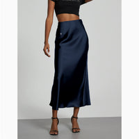 European And American Style Elegant Texture Satin Slimming Straight Mid-length Skirt