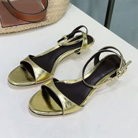 Women's Leather French-style Retro Open Toe Sandals With Kitten Heel