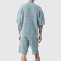 Casual Men's Loose Round Neck Short Sleeve Shorts Suit
