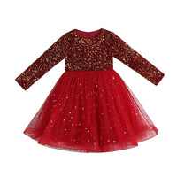Girls Comfort Sleeve Long Sleeve Starry Sky Dress