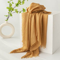 Strict Selection Summer Cotton And Linen Scarf Solid Color Simple Sun Protection