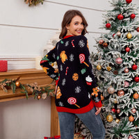 Womens Casual Loose-fit Laid-back Color-block Sweater