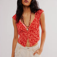 Womens Floral V-Neck Midriff-Baring Cropped TopTube Top