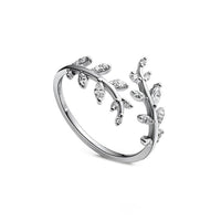 S925 Sterling Silver Ring Personalized Diamond Leaf