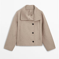 Wool Blend Turtleneck Coat Single Breasted Casual