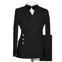 Mens Solid-Colored Slim-Fit Two-Piece Business Suit