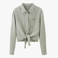 Fashionable, Elegant, And Fresh Cotton-linen Shirt And Skirt Set