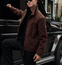 Retro Millennial Coffee-Colored Suede Jacket