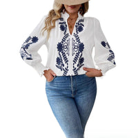 Code Women's New Loose Embroidered Long-sleeved Shirt