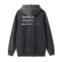 Dark Devil Skull Bone Hooded Sweater Washed Old