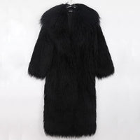 Long Tie Suit Collar Leisure Warm Environmental Protection Leather Fur Coat