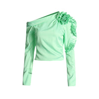 Women's Patchwork Ruffled Floral Long Sleeved Shirt