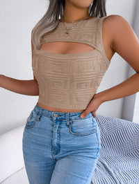 Sexy Hollow Out Sleeveless Slim Fit Crop Top Knitwear