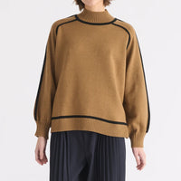 Maillard Autumn And Winter Striped Contrast Color Top For Women