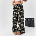 New Casual Leopard Print Lace-up Wide-leg Pants