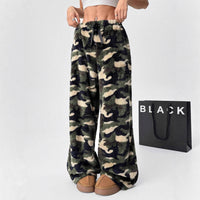 New Casual Leopard Print Lace-up Wide-leg Pants