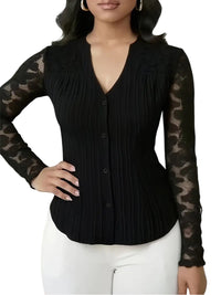 Hollow-out Long-sleeve V-neck Cardigan