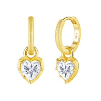 925 Sterling Silver Gold-Plated 1-Carat Heart Earrings