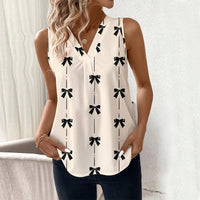 European And American Sleeveless Bow Shirt V-neck