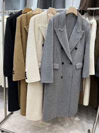 Double-breasted Shoulder Double-sided Wool Overcoat