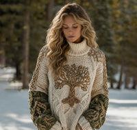 Womens Loose-fitting Pullover Sweater With A Round Neck And Floral Print