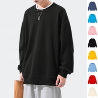 Men's Solid Color Pullover Sweatshirt Loose Round-neck Top Couple College Style Solid Color Clothes