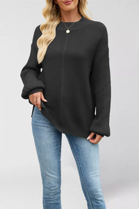 Knitted Solid Color Half Collar Loose Pullover New Sweater